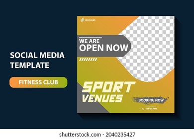 Modern Gym , Fitness social media post template, Fitness gym social media post banner square flyer template. Editable sports yoga digital marketing web banner design