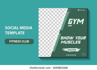Modern Gym , Fitness social media post template, Fitness gym social media post banner square flyer template. Editable sports yoga digital marketing web banner design