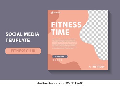 Modern Gym , Fitness Social Media Post Template, Fitness Gym Social Media Post Banner Square Flyer Template. Editable Sports Yoga Digital Marketing Web Banner Design