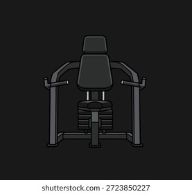 Una moderna máquina de gimnasio diseñada para entrenamientos de prensa de pecho, con asiento ajustable y pila de peso.