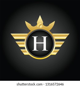 Modern H Circle Crown Logo  Illustration, Vector.