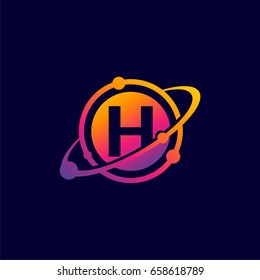 Modern H initial Orbit Logo, H initial Science Logo template designs
