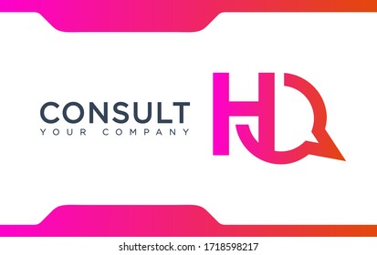 Modern H Letter Consulting agency company logo. creative emblem talk design. initial brand template.