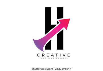 Modern H Letter Logo with Gradient Arrow Design for Creative Business Branding