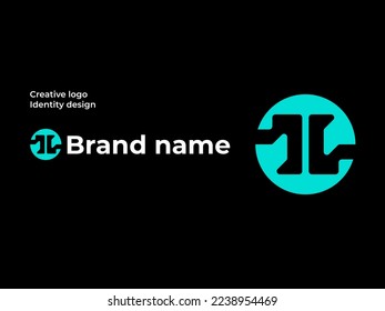 modernes h-Briefmarkenlogo, abstraktes h-negatives Raumlogo