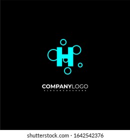 modern H logotype creative design concept in cyan color isolated on black background