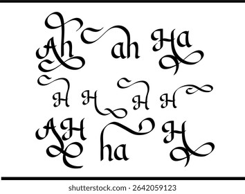 Modern HA Alphabet Logo: Hand-Drawn Calligraphy and Monogram