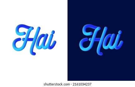 Modern Hai lettering line Blend Background, Vibrant gradient blended fluid