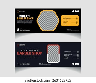 Modern Hair cut banner for barber shop social media cover template. beauty salon web banner template