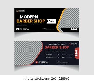 Modern Hair cut banner for barber shop social media cover template. beauty salon web banner template