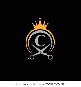 Modern Hair Cut And Salon Symbol With Letter C Logo