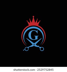 Símbolo moderno del corte de pelo y del salón con el logotipo de la letra G