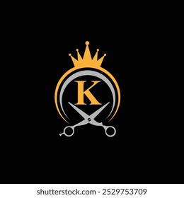 Modern Hair Cut And Salon Symbol With Letter K Logo