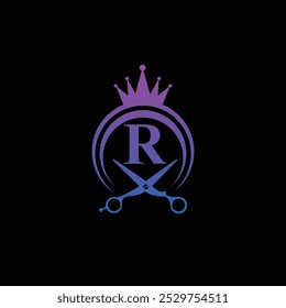 Modern Hair Cut And Salon Symbol With Letter R Logo