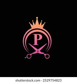 Modern Hair Cut And Salon Symbol With Letter P Logo