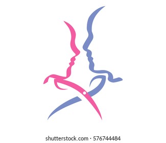 Modern Hair Stylist Face And Scissors Silhouette Logo