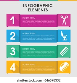 Modern haircut infographic template. infographic design with haircut icons includes comb, barber scissors. can be used for presentation, diagram, annual report, web design.