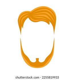 Moderno peinado y barba para hombres ilustración vectorial plana. Dibujo de elegante corte de pelo masculino para hipster, personaje joven aislado en blanco. Concepto de Barber-shop
