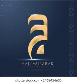 Diseño moderno de caligrafía Hajj Mubarak.
Traducido como: Felicitaciones por completar la peregrinación bendita.
Vector