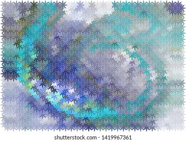 Modern halftone background with abstract flower