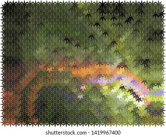 Modern halftone background with abstract flower