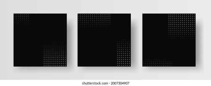 Modern Halftone Background Set. Collection of Abstract Halftone Backgrounds on Square Banners for Instagram Posts. Multipurpose Design Template with Halftone Pattern Decoration for Social Media. 