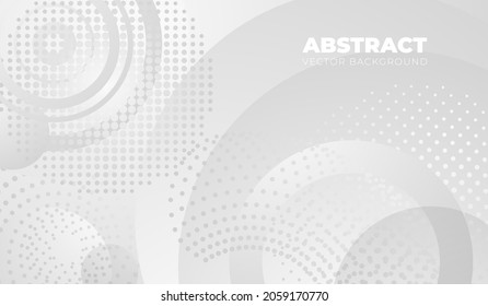 Fondo de círculo medio-tono moderno. Textura radial gris, círculos de moldeo. Sobreposición de las rondas de puntos, gráficos artísticos abstractos, banner vectorial reciente