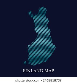 Modern halftone dot effect on dark background with map of Finland