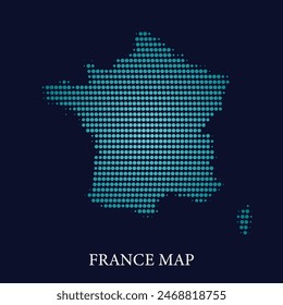 Modern halftone dot effect on dark background with map of France
