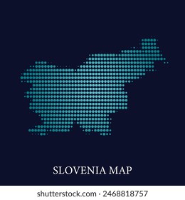 Modern halftone dot effect on dark background with map of Slovenia