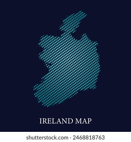 Modern halftone dot effect on dark background with map of Ireland