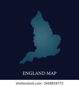Efecto de punto de semitono moderno sobre fondo oscuro con mapa de Inglaterra