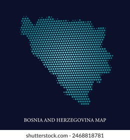 Modern halftone dot effect on dark background with map of Bosnia and Herzegovina