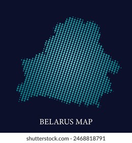 Efecto de punto de semitono moderno sobre fondo oscuro con mapa de Bielorrusia