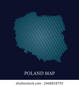 Efecto de punto de semitono moderno sobre fondo oscuro con mapa de Polonia
