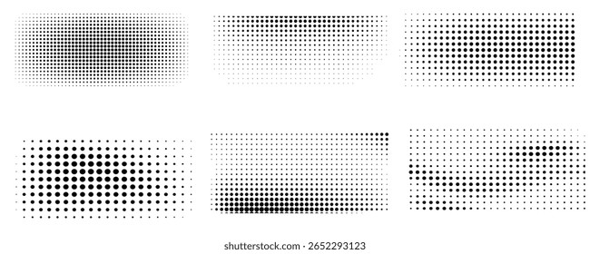 Modern halftone effect collection vector design elements illustration.