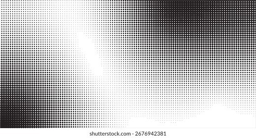 Moderna textura degradada semitono. Fondo de grano de semitono Grunge. Fondo de pantalla de ruido de arena blanca y negra. Fondo de Vector pixelado retro.Eps 10