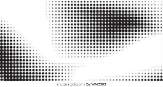 Moderna textura degradada semitono. Fondo de grano de semitono Grunge. Fondo de pantalla de ruido de arena blanca y negra. Fondo de Vector pixelado retro.Eps 10