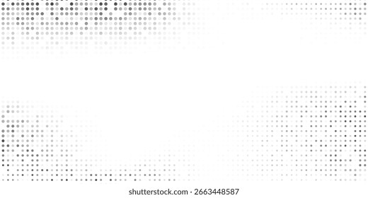 Textura gradiente de meio-tom moderna. Plano de fundo de ponto de polca de fuga. Gradação de pontos repetitiva simples