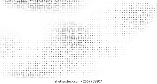 Textura gradiente de meio-tom moderna. Plano de fundo de ponto de polca de fuga. Padrão de gradação de pontos de repetição abstrato