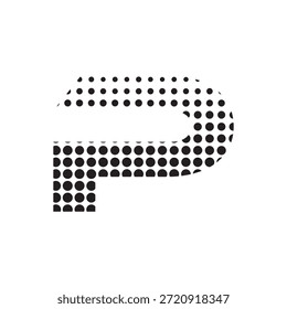 Modern Halftone Letter P Vector Illustration, Bold Dotted Typography Design on White Background