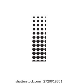Ilustración vectorial moderna de la letra I del semitono, diseño punteado audaz de la tipografía en el fondo blanco