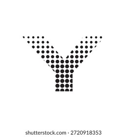 Moderna ilustração vetorial Y de meio-tom, negrito pontilhado tipografia design no fundo branco