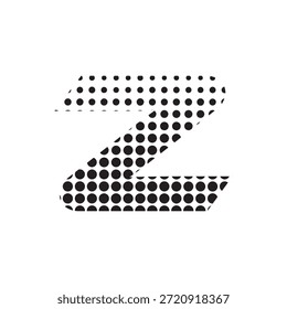 Ilustración vectorial moderna de la letra Z del semitono, diseño punteado audaz de la tipografía en el fondo blanco