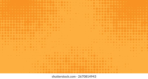 Moderna textura de gradiente de patrón de color naranja de semitono con fondo digital de tecnología. Fondo de Vector