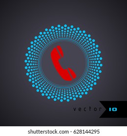 Modern halftone phone icon finish phone call vector icon