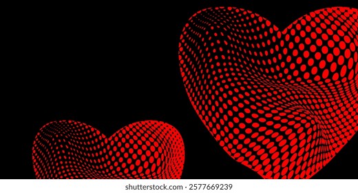 Modern Halftone Red Hearts - Bold and Abstract Love Design