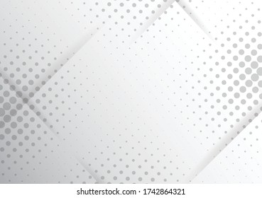 Modern Halftone white and grey background. Decorative web concept, banner, layout, poster. Vector illustration