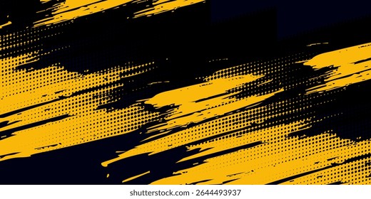 Modern halftone yellow dots pattern and black gradient grunge texture background simple modern art