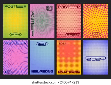 Modern Halgftone Dots Vector Textures. Cool Abstract Geometric Posters. Minimal Modern Covers.